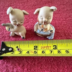 2 Enesco porcelain pig figurines